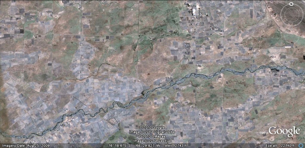 chequerboard canals near Tiwanaku